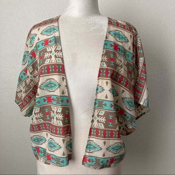 Anthropologie Mauve Western/Aztec Print Kimono | Size M - Picture 1 of 5